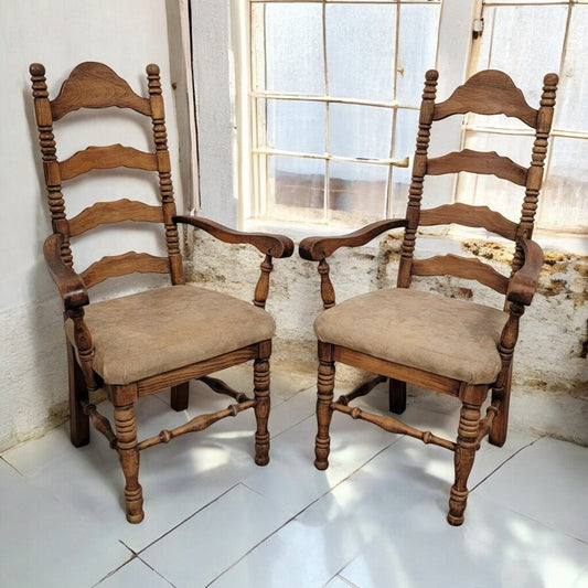 6624-6625 Colonial Ladder Back Arm Chairs Used Furniture