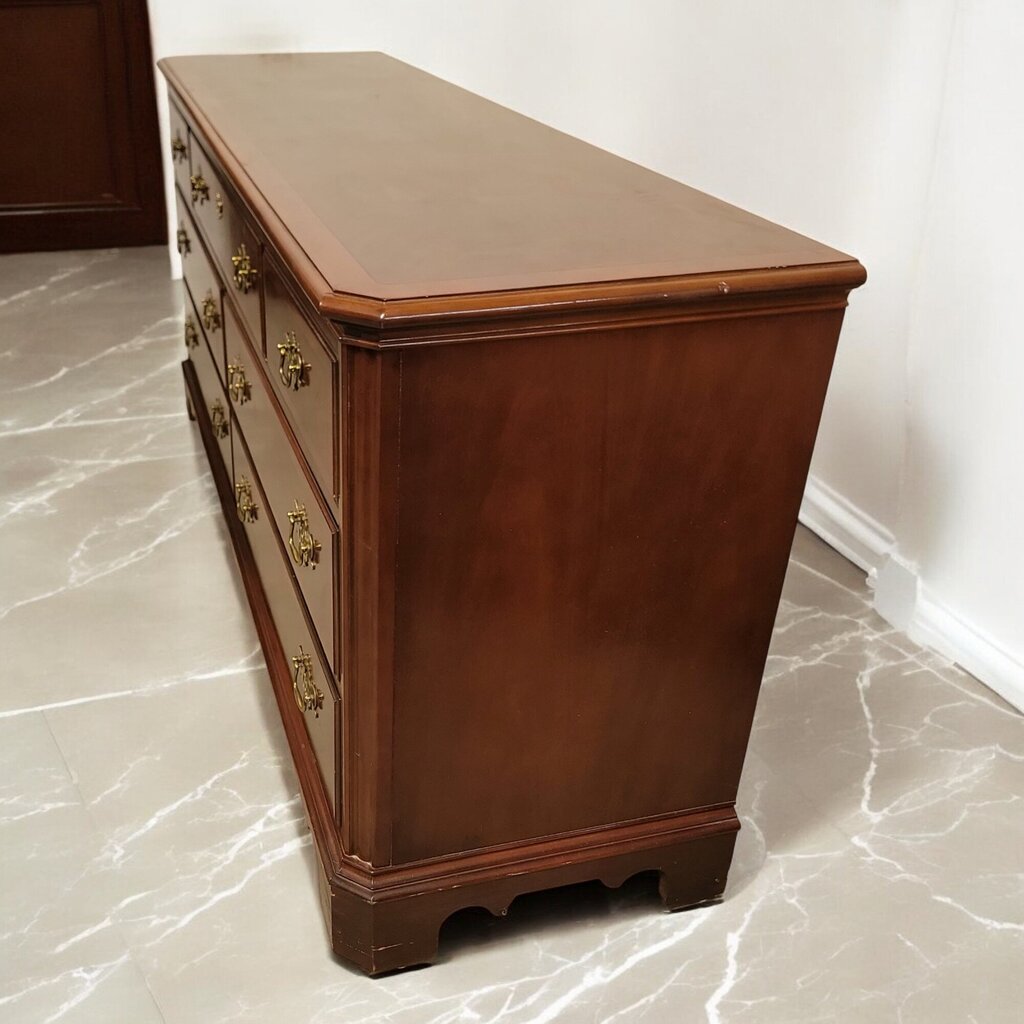 6754 Midcentury Chippendale Style Cherry Rolling #Dresser Furniture
