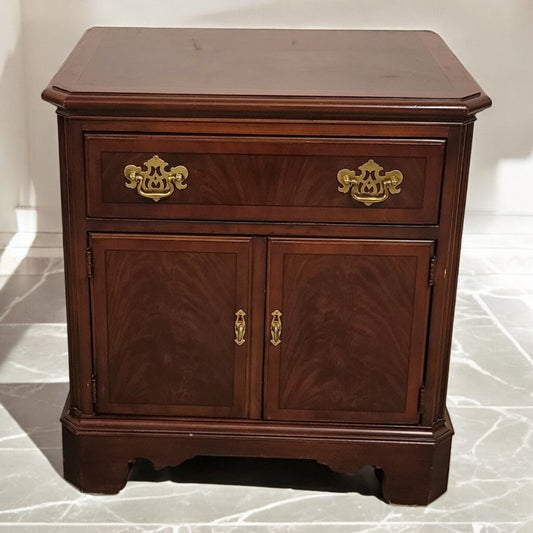 6755 Midcentury Chippendale Style Cherry Rolling Side #Table Used Furniture