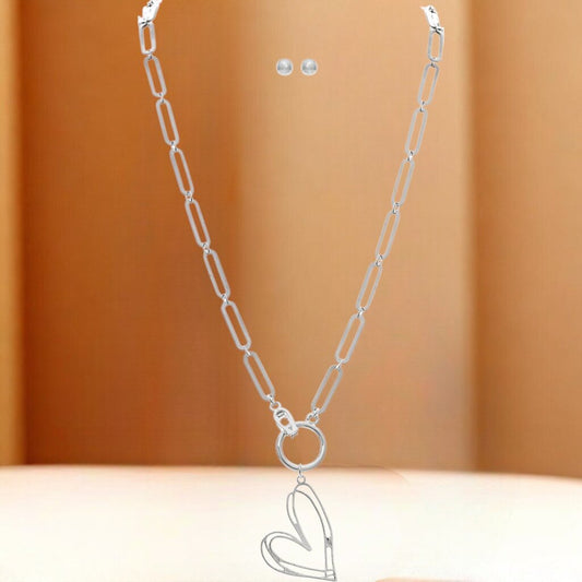 Clip Chain Toggle Heart Necklace Set New JEWELRY *Wholesale* Butterfly