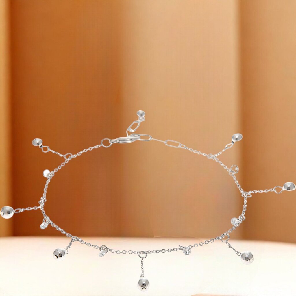 Silver- Anklet Charmy Crystal Drops New * Gifts & Speciality