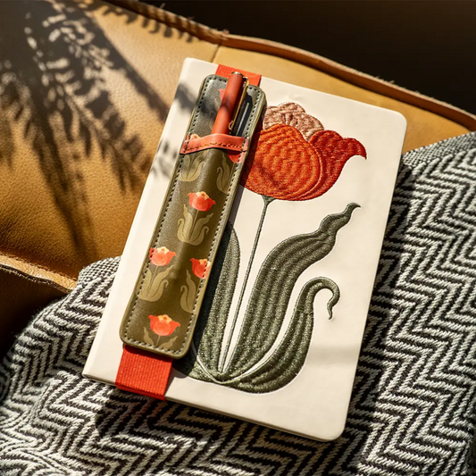 Tulip Embroidered Journal, Pouch and Pen