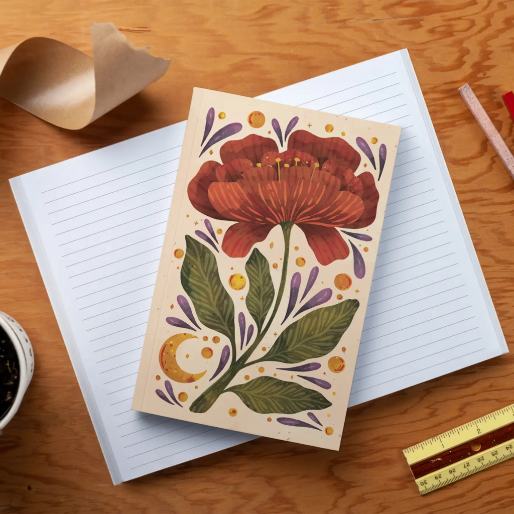 Burgundy Bloom Classic Layflat Notebook * Gifts & Speciality