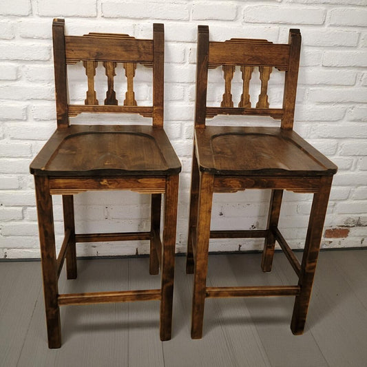 6876-6877 Rustic Dark Wood Southwestern Pub #Chairs Used Furniture
