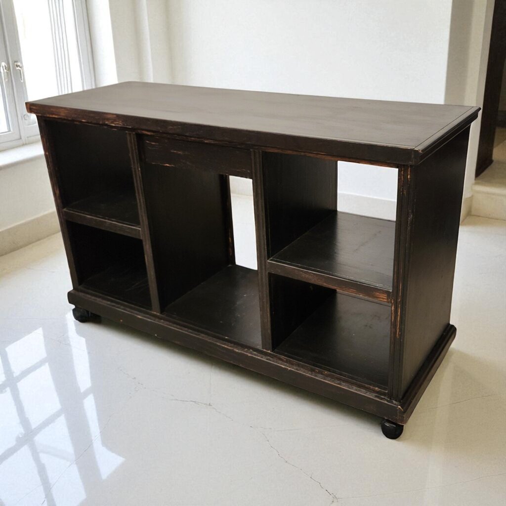 6936 Black Wood Media Console Furniture