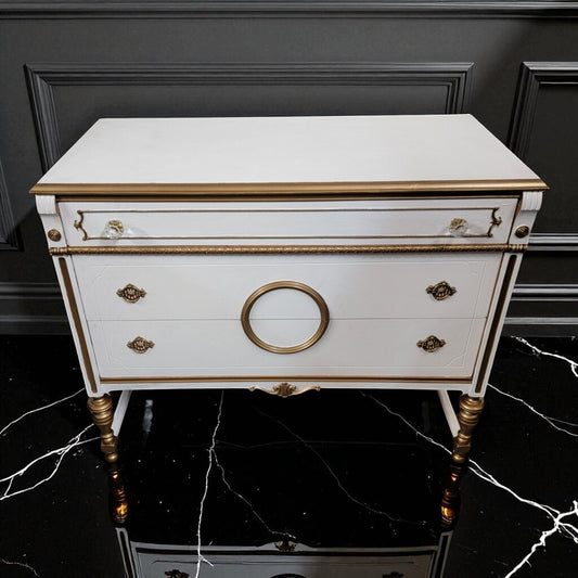 6948 Antique French Provincial White and Gold #Buffet