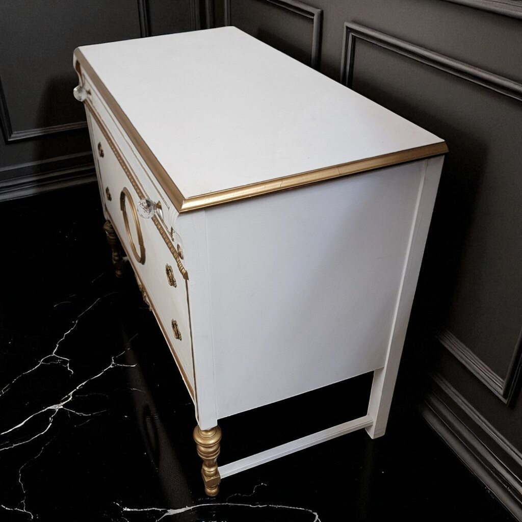 6948 Antique French Provincial White and Gold #Buffet Furniture