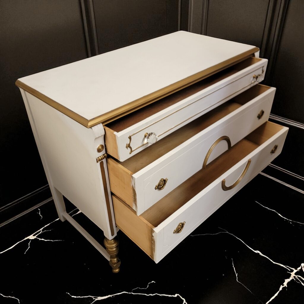 6948 Antique French Provincial White and Gold #Buffet Furniture