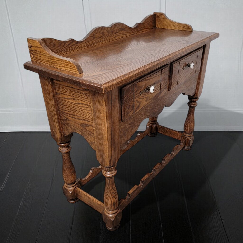 6962 Antique Solid Oak Wine #Cabinet with 2 Drawers