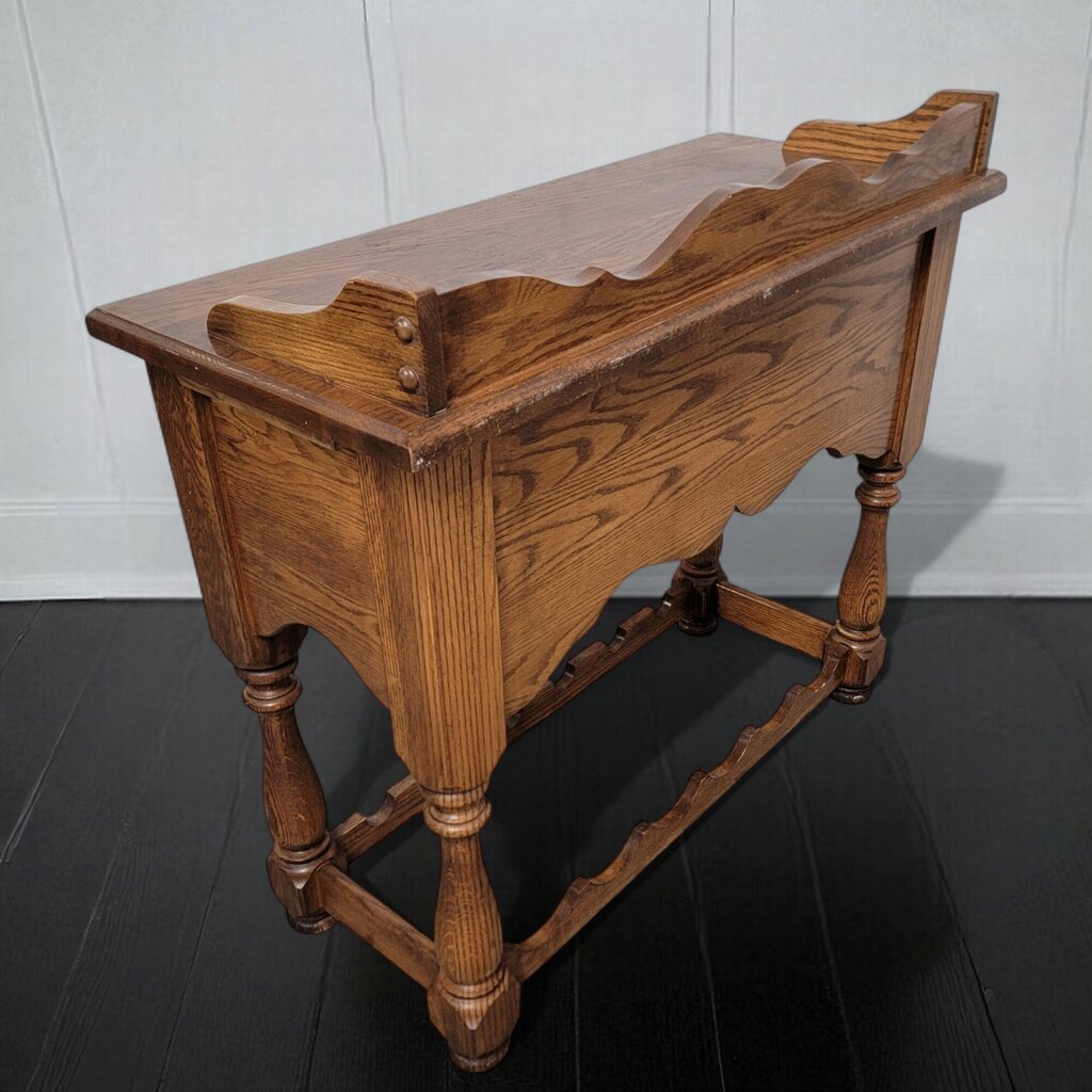 6962 Antique Solid Oak Wine #Cabinet with 2 Drawers