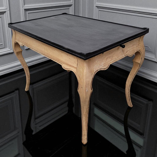 6963 French Black and Natural Wood Side #Table Used Furniture