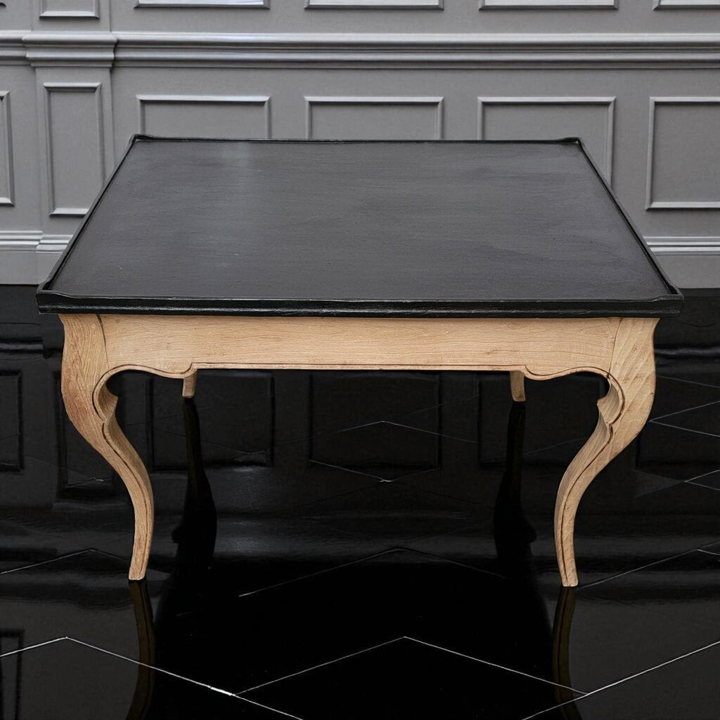 6963 French Black and Natural Wood Side #Table Furniture