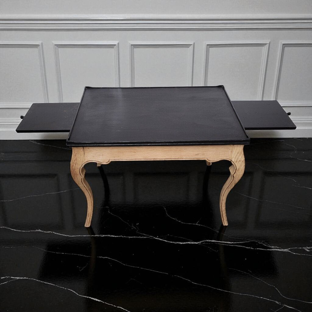6963 French Black and Natural Wood Side #Table Furniture