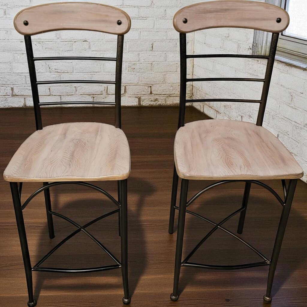 6986-6987 Ladder Back Metal and Wood Bar Chair