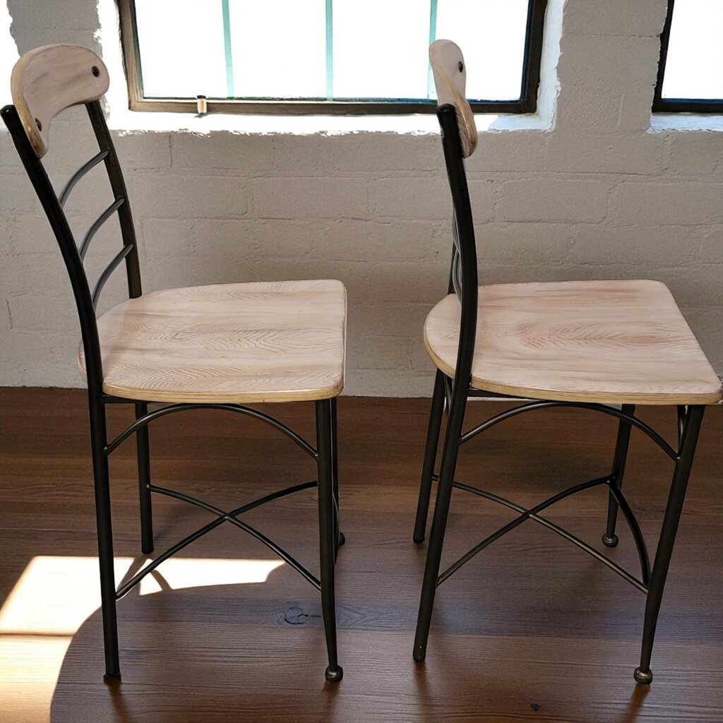 6986-6987 Ladder Back Metal and Wood Bar Chair