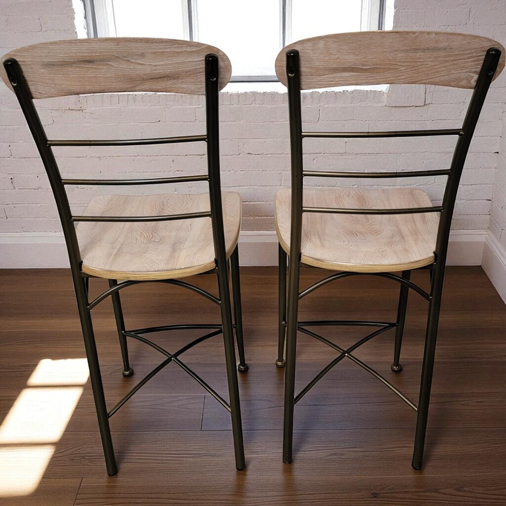 6986-6987 Ladder Back Metal and Wood Bar Chair