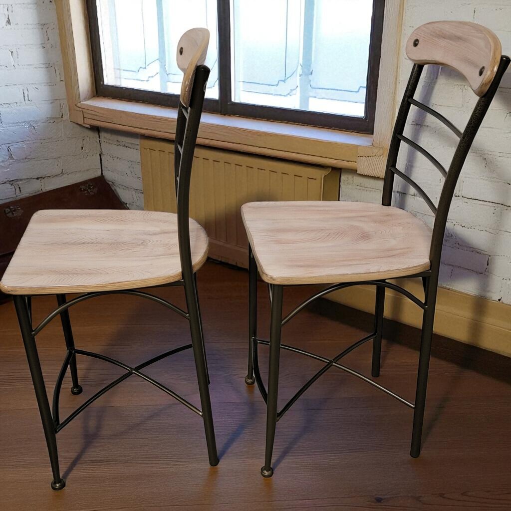 6986-6987 Ladder Back Metal and Wood Bar Chair