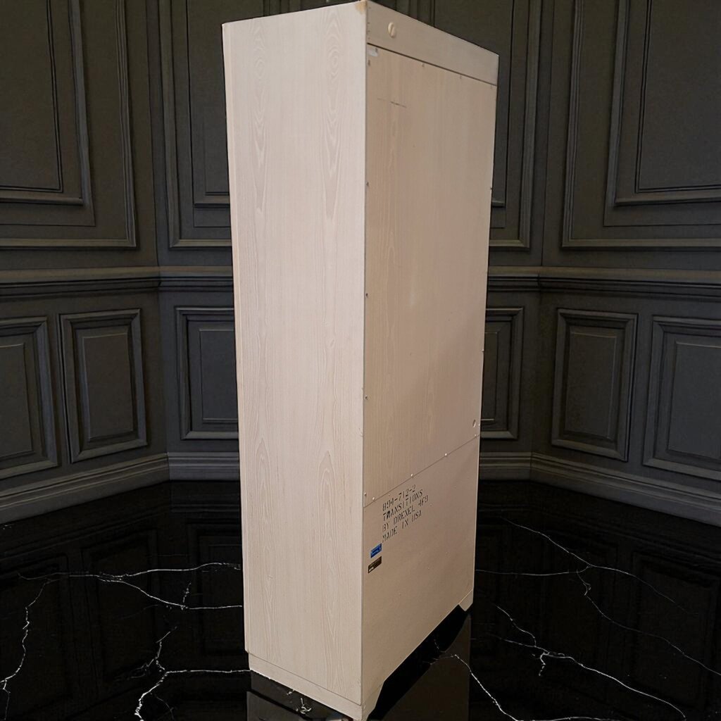 6989 Drexel White Washed Cabinet with Glass Shelves and Light