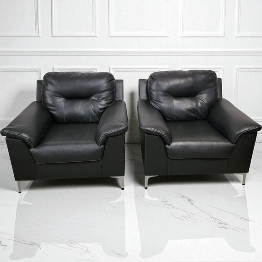 7027-7028 Oversized Contemporary Black Vegan Leather #Armchair Used Furniture