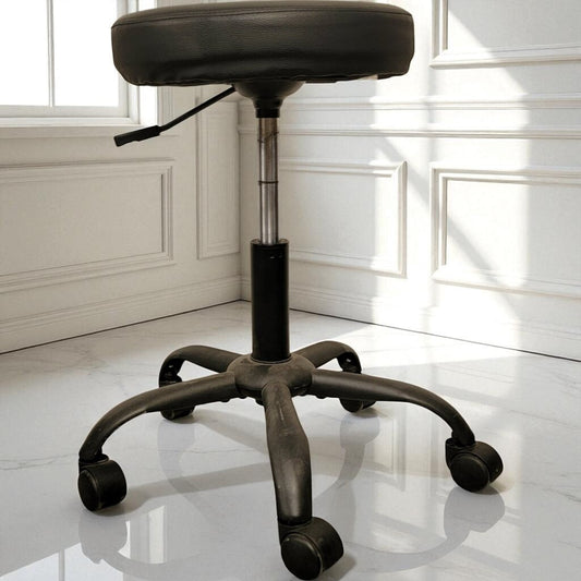 7037 Black Round Swivel #Stool with Wheels