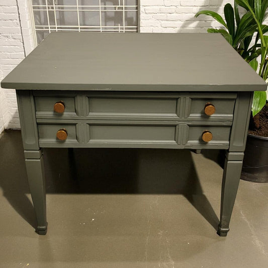 7050 VIntage Dark Grey Side #Table With Drawer