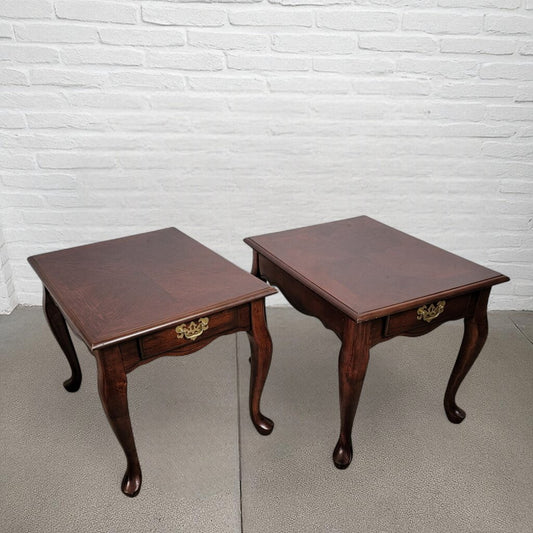 7058-7059 Cherry Queen Anne End #Table with Drawer Used Furniture