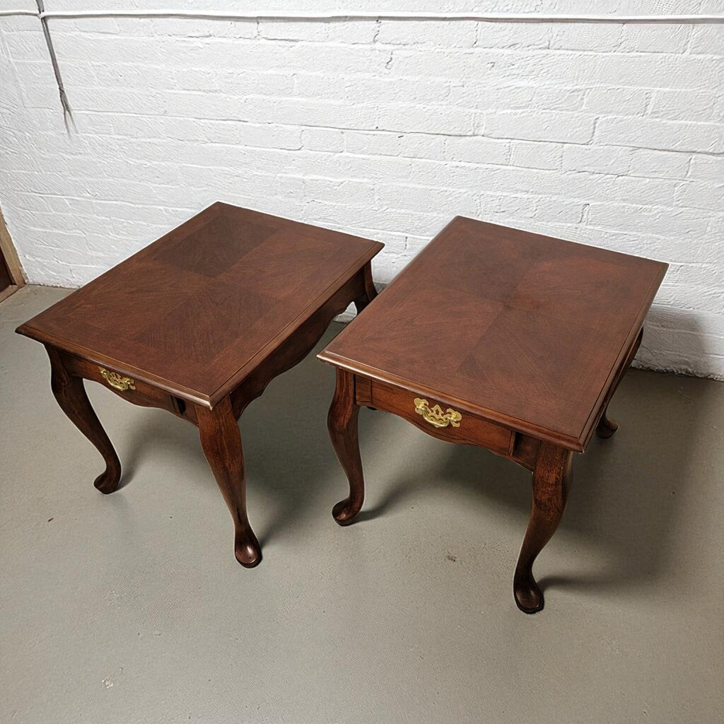 7058-7059 Cherry Queen Anne End #Table with Drawer Furniture