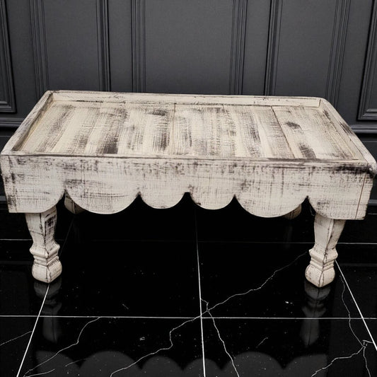 7078 Small Rustic White Farmhouse Coffee Table Used Furniture