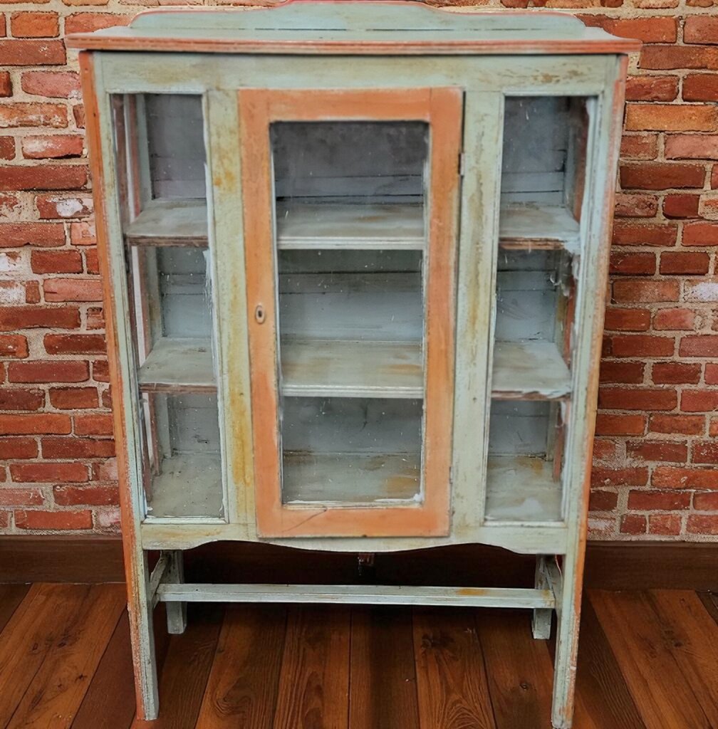 7077 Chippy Glass Front Curio Cabinet Used Furniture