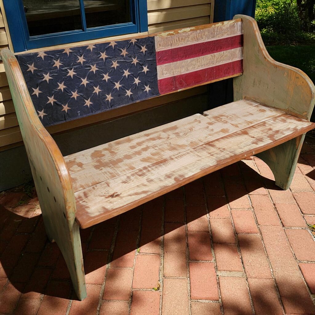 7086 American Flag Bench ~ Furniture