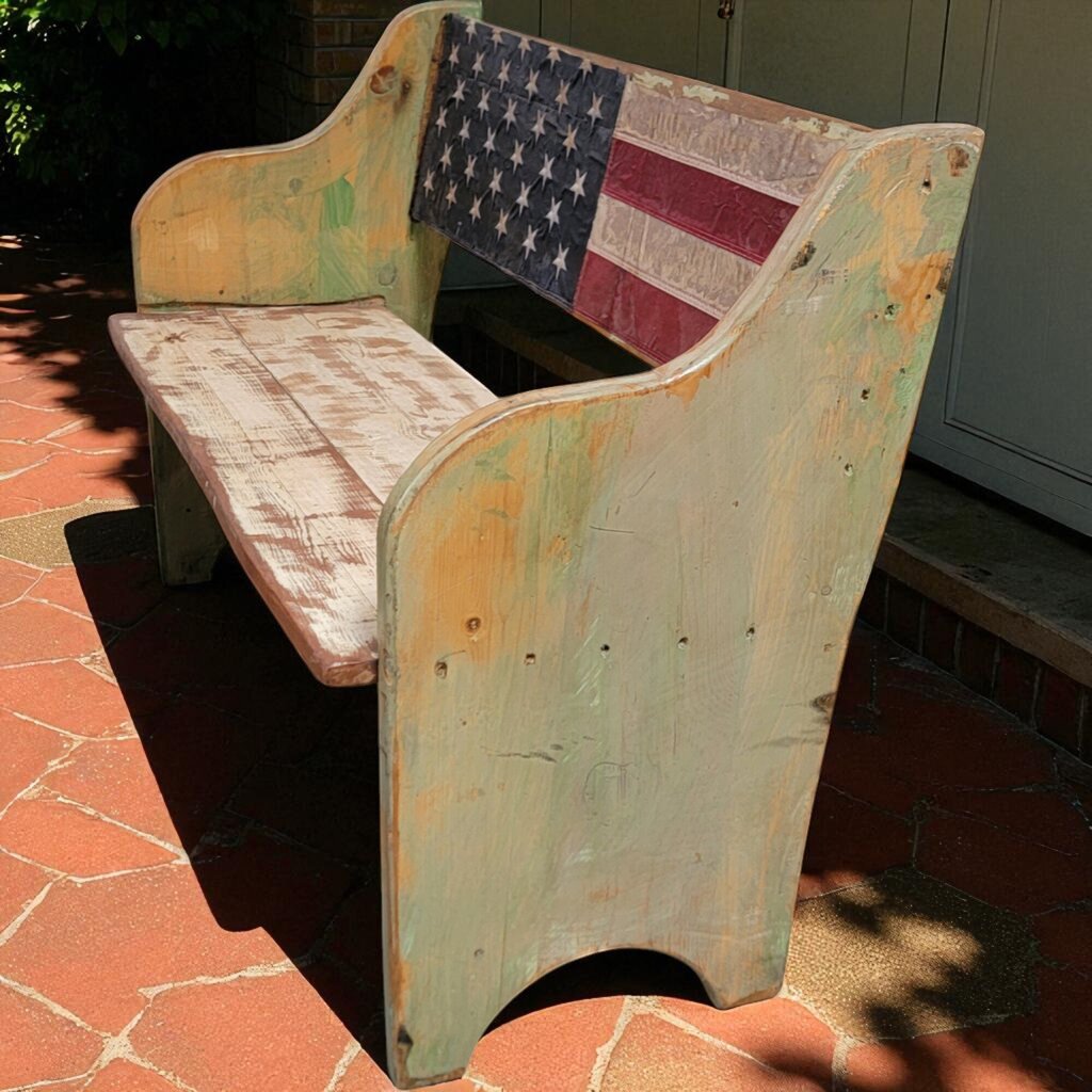 7086 American Flag Bench ~ Furniture