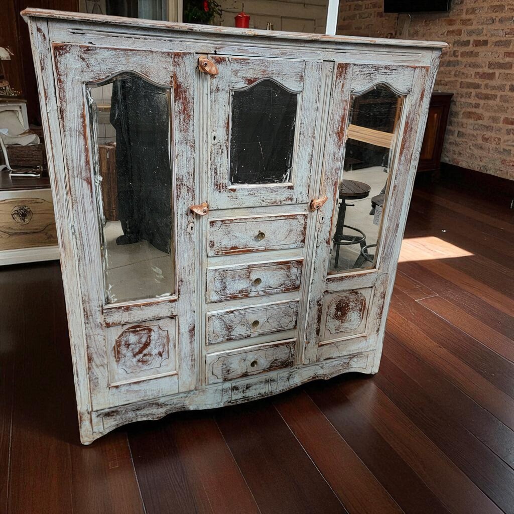 7089 Rustic and Chippy Wardrobe Cabinet with 4 Drawers ~ Furniture