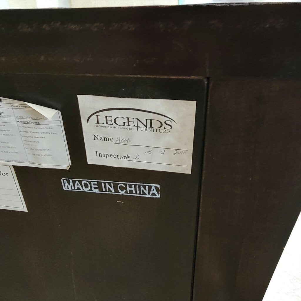 7102 Espresso Console with Glass Shelves and Door ~ Furniture