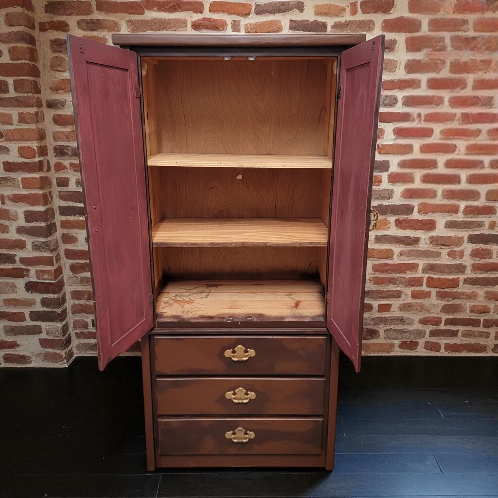 7113 #Armoire Cabinet with Gold Accents with Shelves and 3 Drawers ~ Furniture