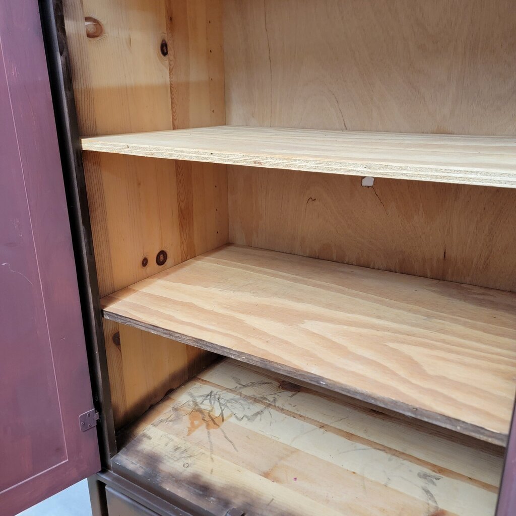 7113 #Armoire Cabinet with Gold Accents with Shelves and 3 Drawers ~ Furniture