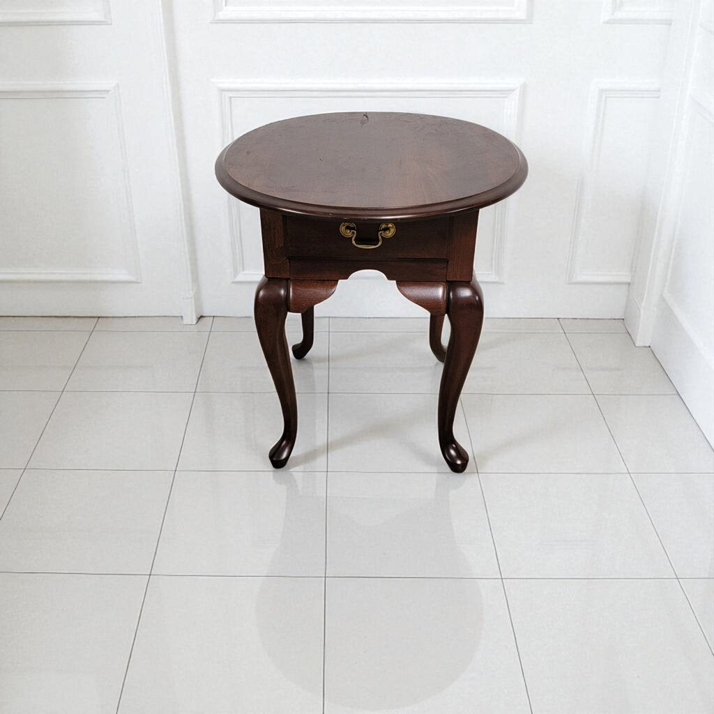 7114 Oval Cherry Wood Accent #Table with Drawer Used ~ Furniture