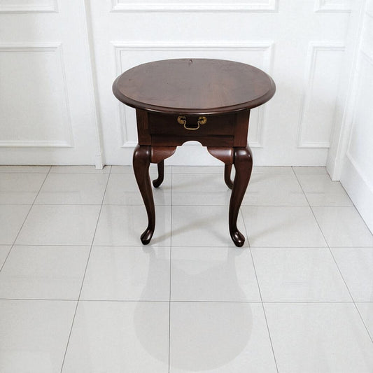 7114 Oval Cherry Wood Accent #Table with Drawer Used ~ Furniture