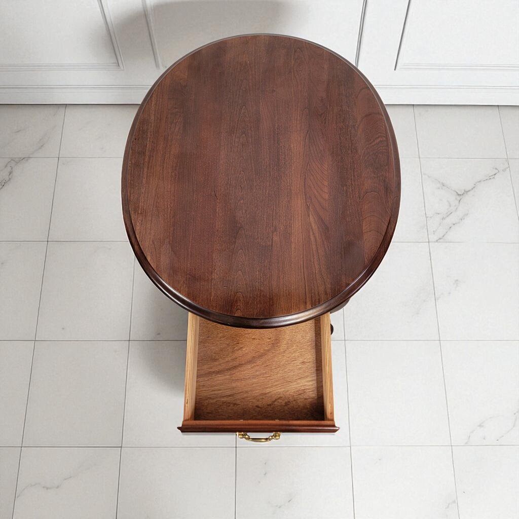 7114 Oval Cherry Wood Accent #Table with Drawer Furniture