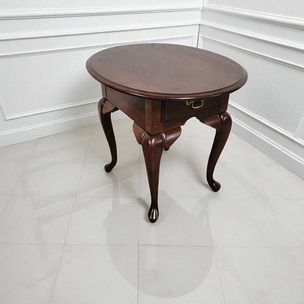 7114 Oval Cherry Wood Accent #Table with Drawer Furniture