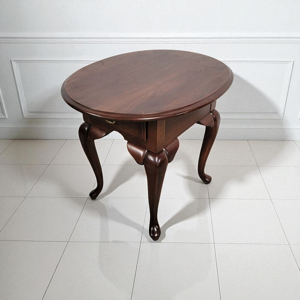 7114 Oval Cherry Wood Accent #Table with Drawer Furniture