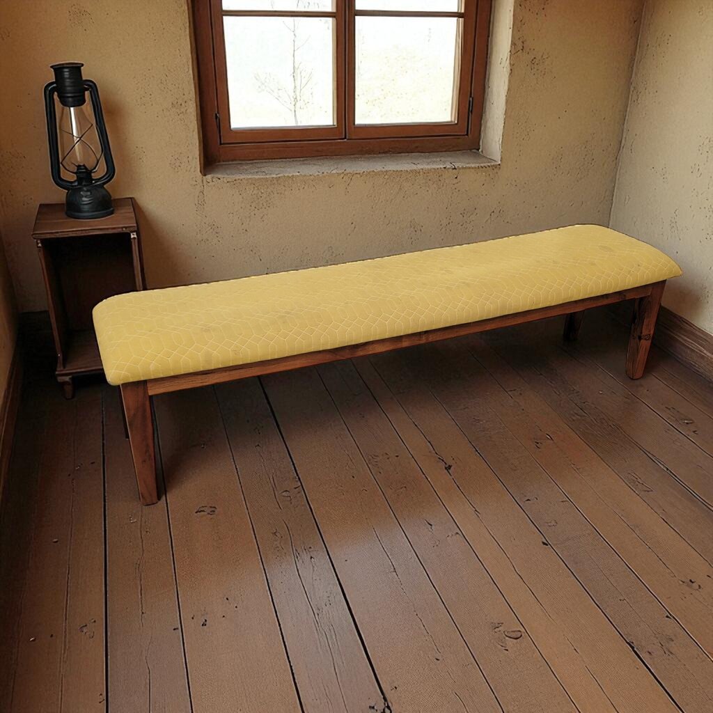 7132 Very Long Acacia Wood Table and 2 Upholstered #Bench ~ Furniture