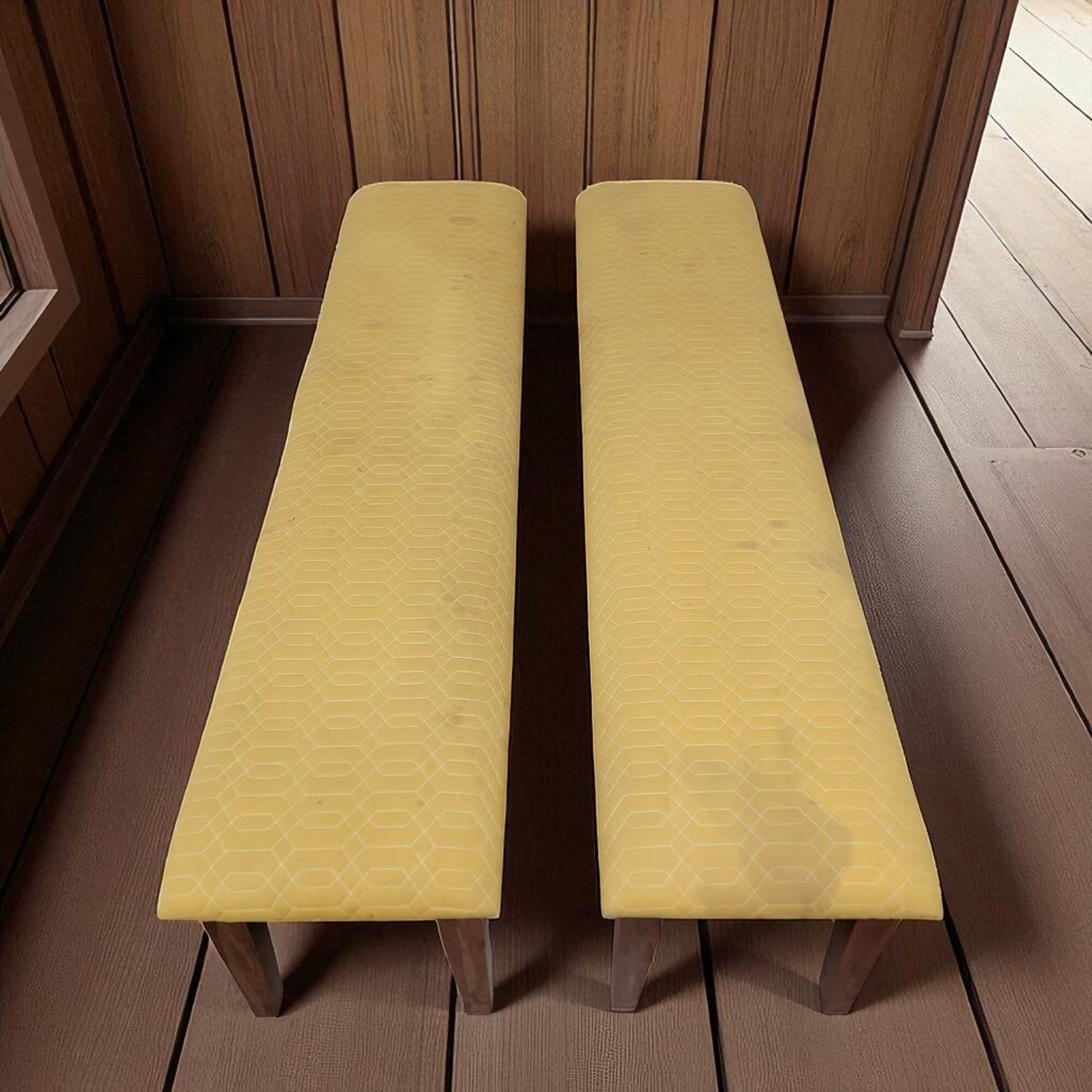 7132 Very Long Acacia Wood Table and 2 Upholstered #Bench ~ Furniture