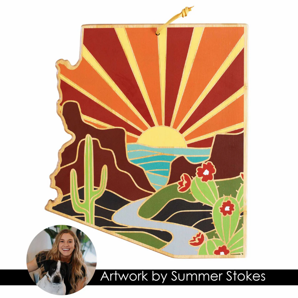 BAMBOO CUTTING BOARD - ARIZONA STATE MAP * Regional
