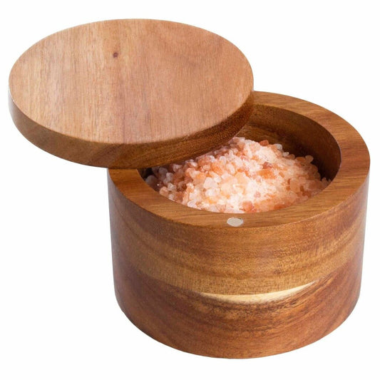 Rock & Branch® Acacia Salt Box, 6-Oz. Capacity 6 oz New * Home