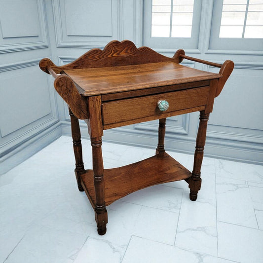 7163 Vintage 2 Tier Side Table with Drawer Used Furniture