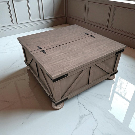 7164 Ashley Furniture Gray Farmhouse Storage Coffee #Table Used Furniture
