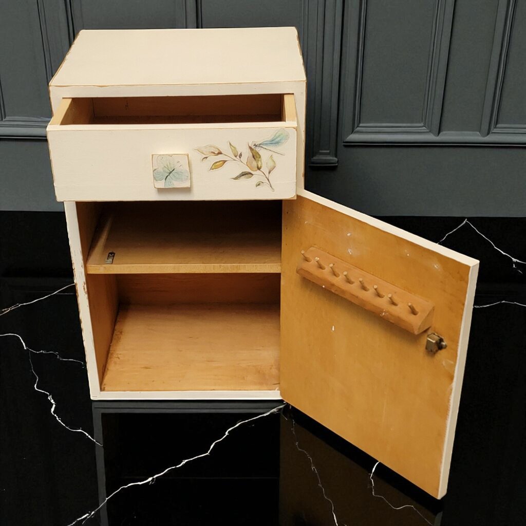 7174 Vintage White Sewing #Cabinet with Stencil Detail Furniture
