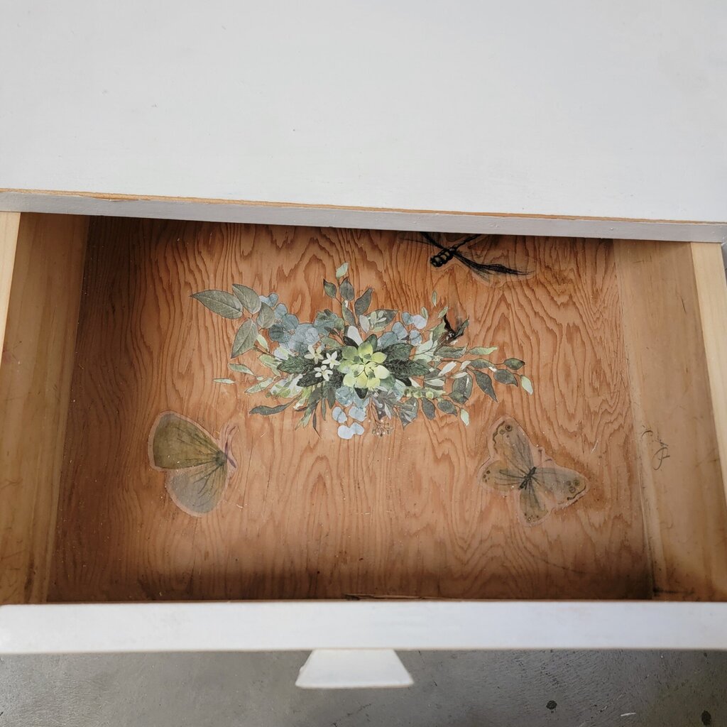 7174 Vintage White Sewing #Cabinet with Stencil Detail Furniture