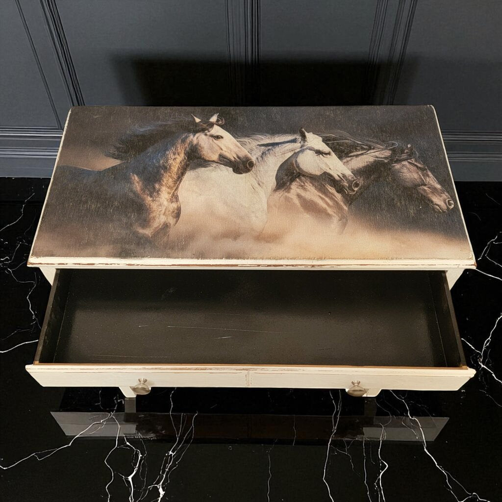 7177 White Wood 1 Drawer Horse Themed Writing #Desk Furniture