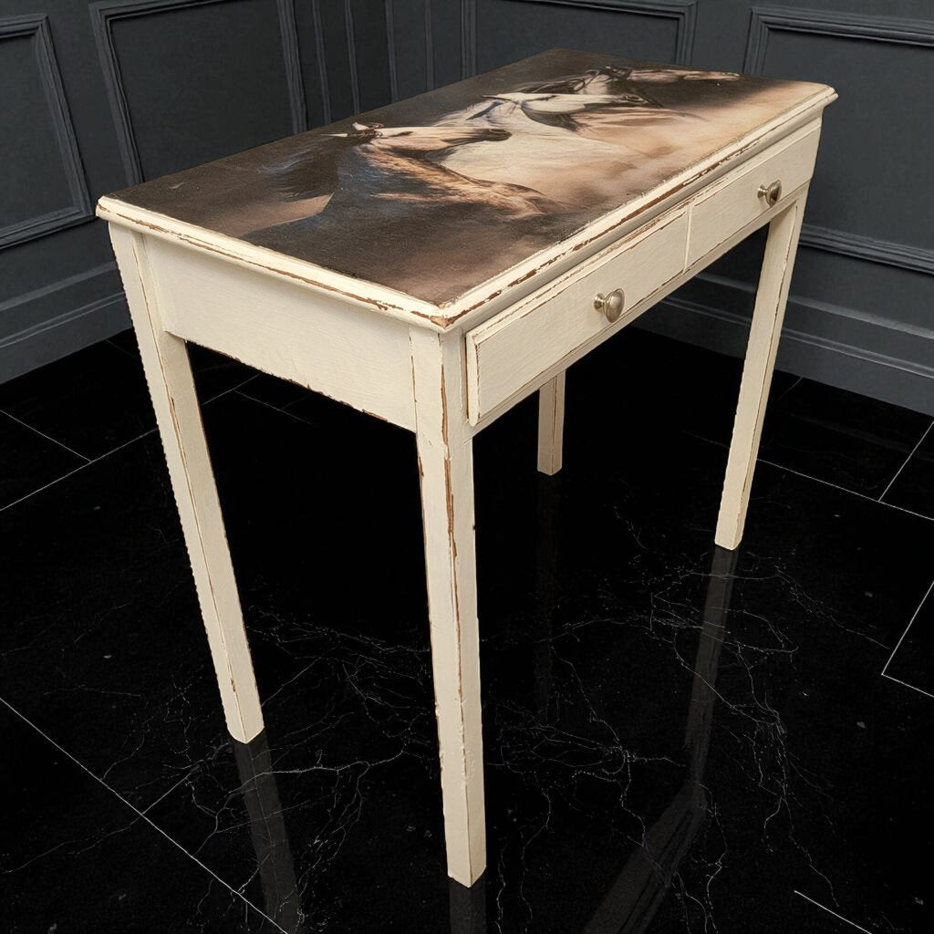 7177 White Wood 1 Drawer Horse Themed Writing #Desk Furniture